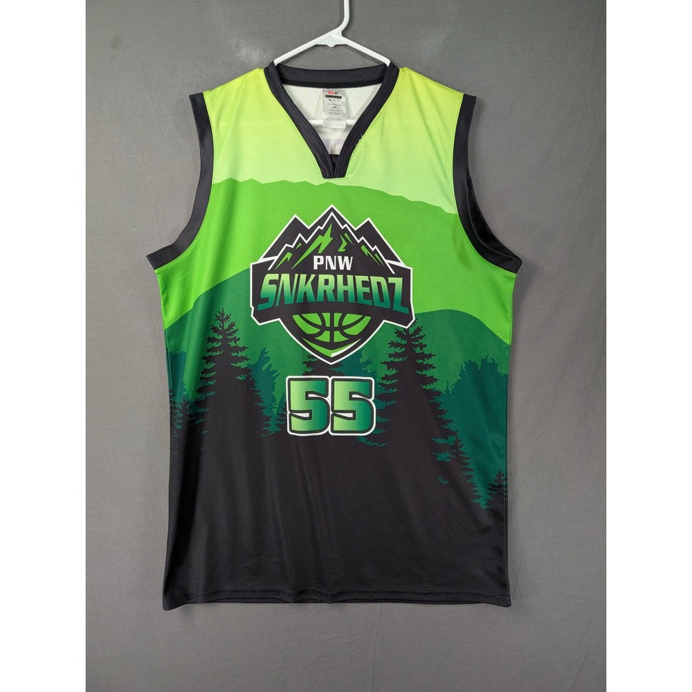 PNW SNKRHEDZ Basketball Jersey Green Black Cochenour 55 Mens Size Large - Picture 1 of 6